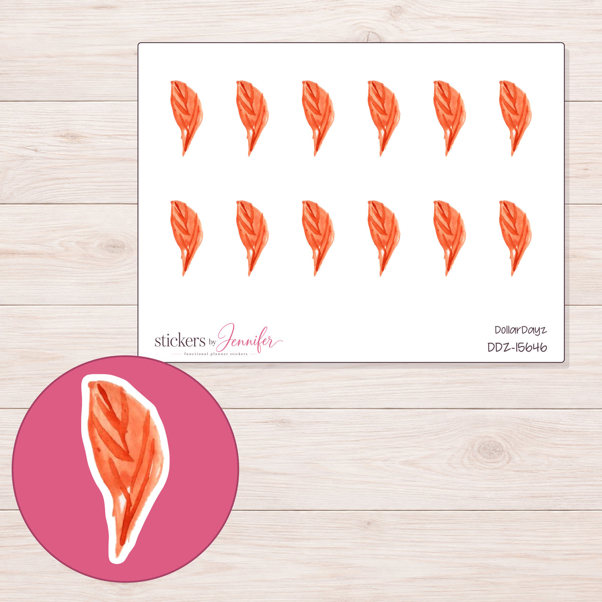 DDZ-15646 planner sticker sheet with enlarged sticker detail