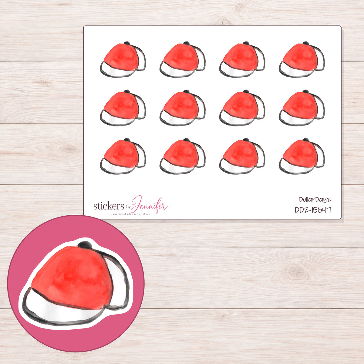DDZ-15647 planner sticker sheet with enlarged sticker detail