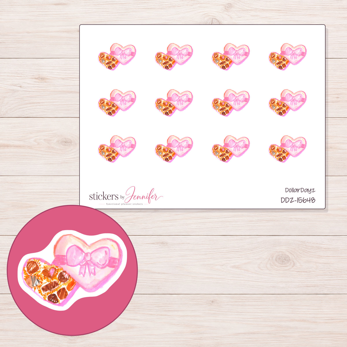 DDZ-15648 planner sticker sheet with enlarged sticker detail