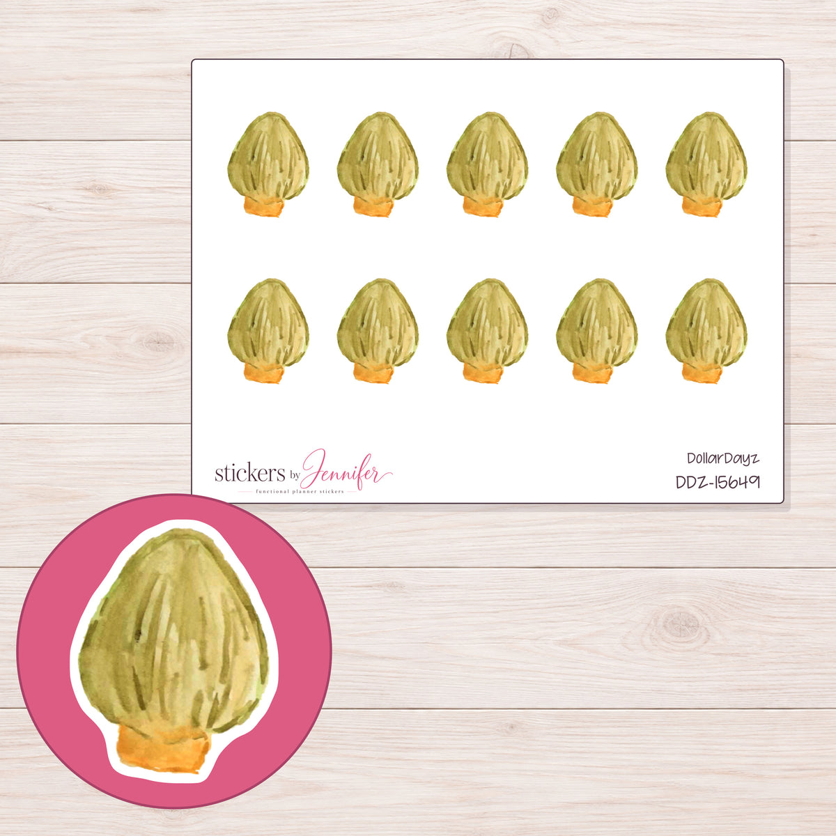 DDZ-15649 planner sticker sheet with enlarged sticker detail