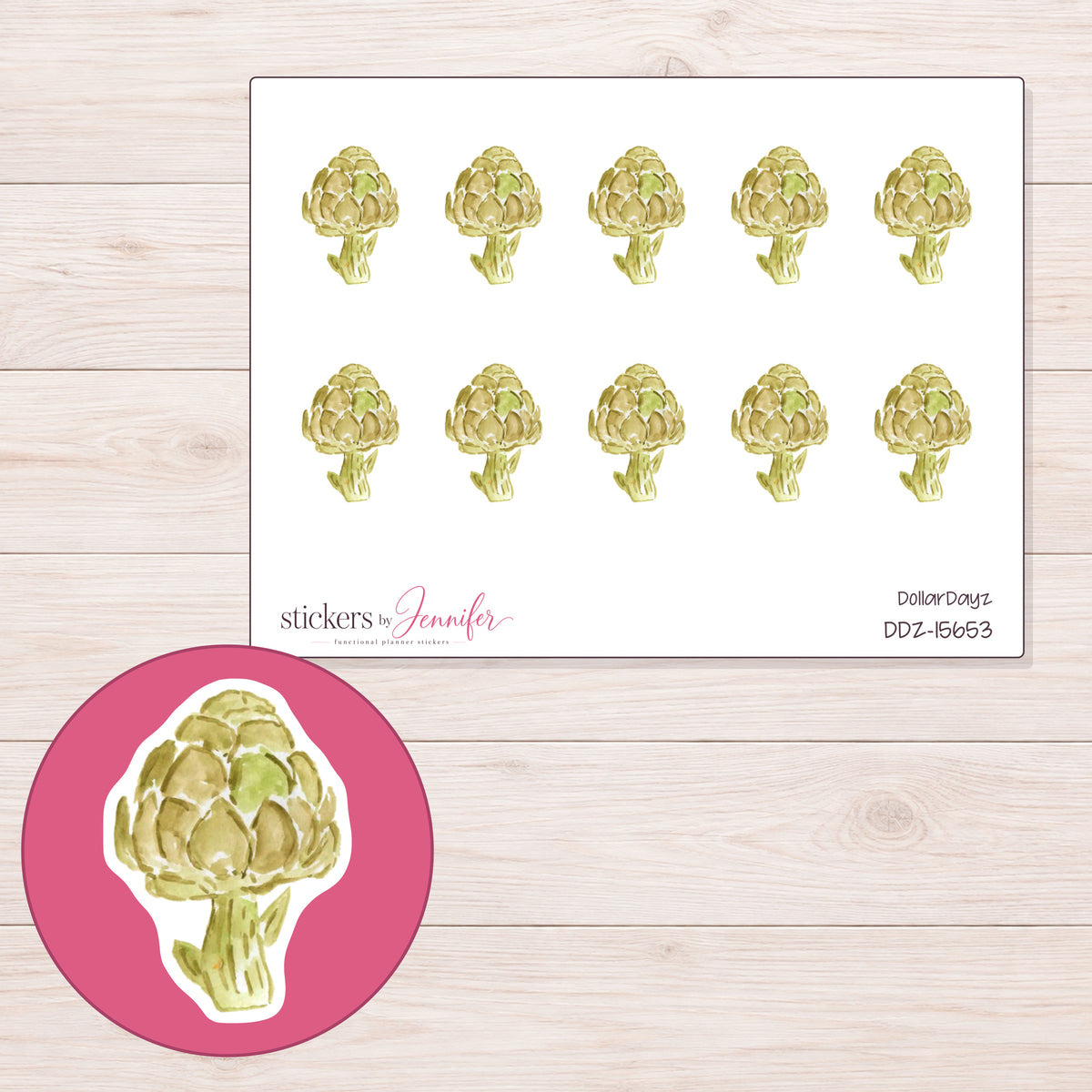 DDZ-15653 planner sticker sheet with enlarged sticker detail