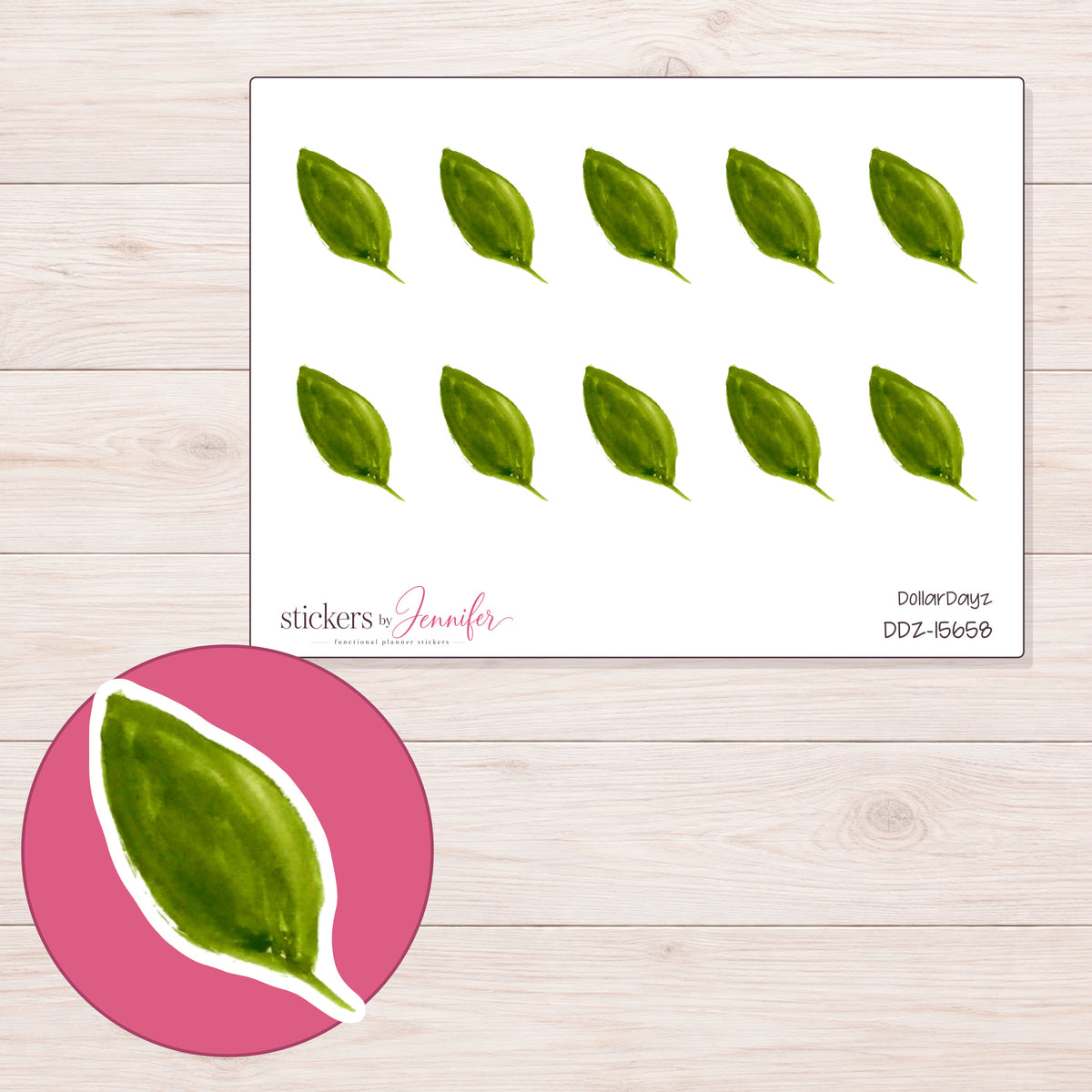 DDZ-15658 planner sticker sheet with enlarged sticker detail