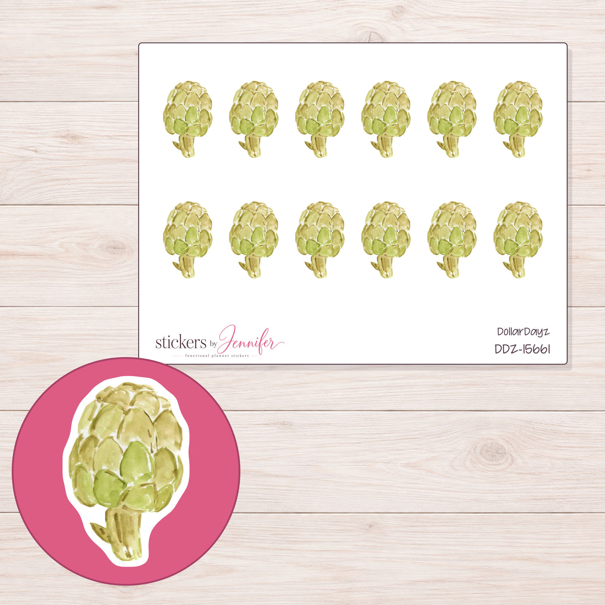 DDZ-15661 planner sticker sheet with enlarged sticker detail
