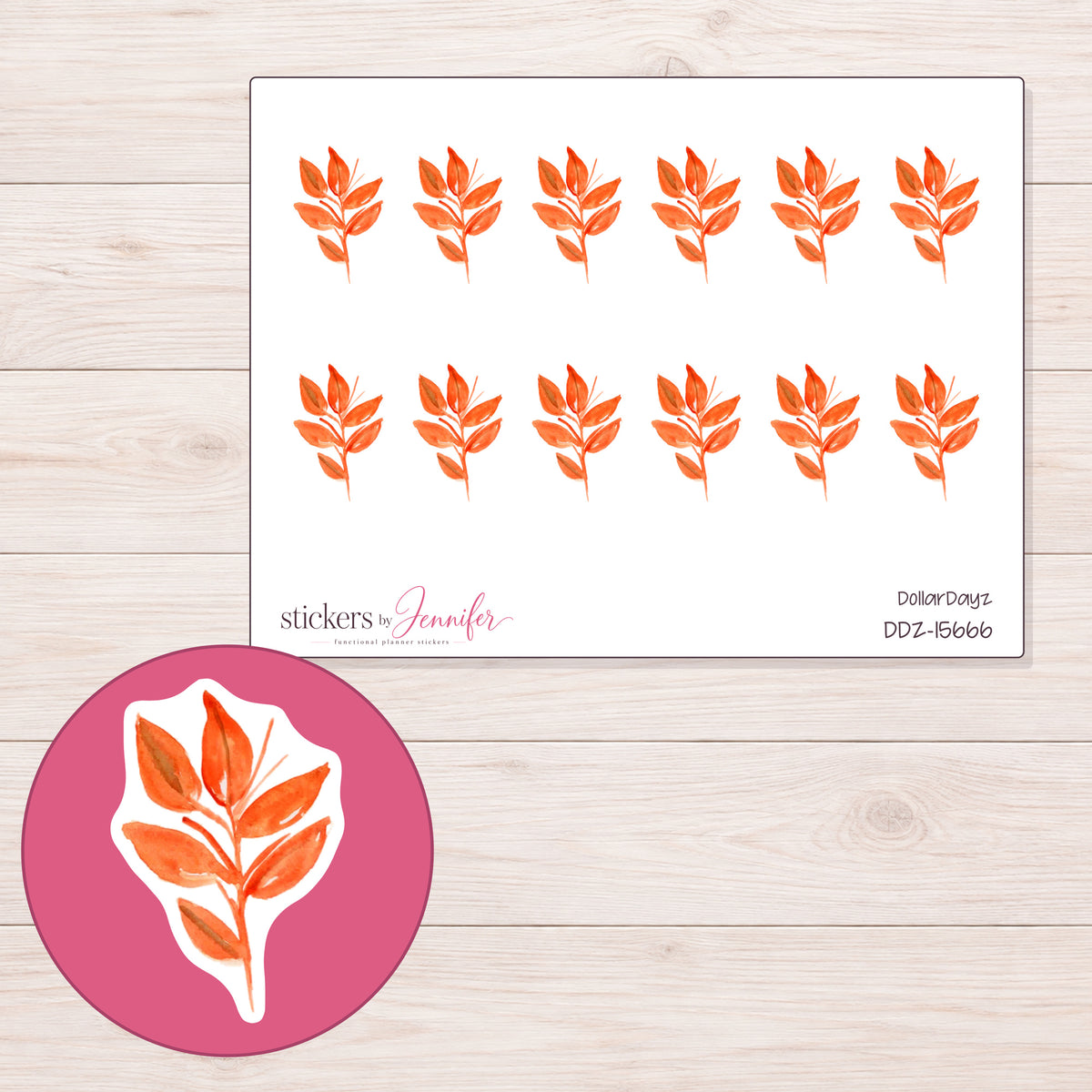 DDZ-15666 planner sticker sheet with enlarged sticker detail