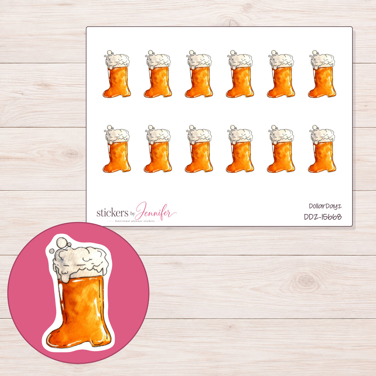 DDZ-15668 planner sticker sheet with enlarged sticker detail