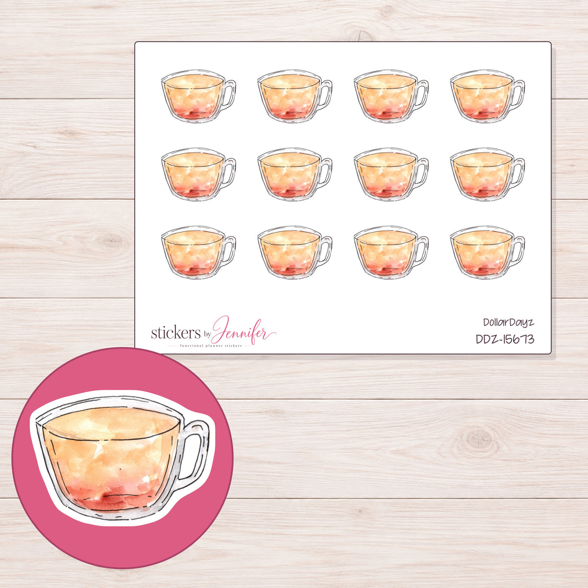 DDZ-15673 planner sticker sheet with enlarged sticker detail