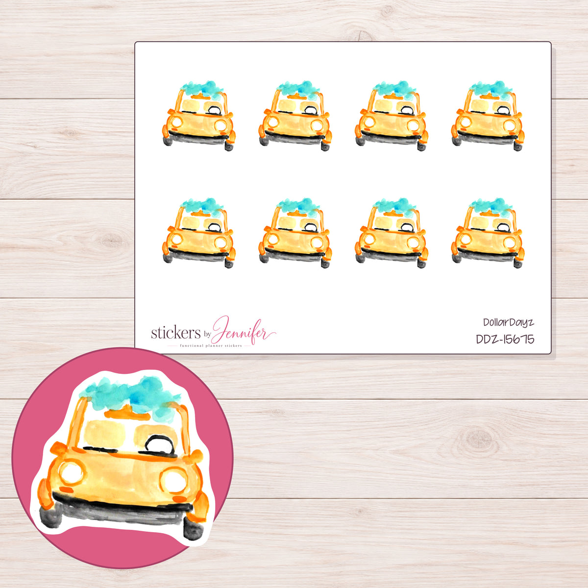 DDZ-15675 planner sticker sheet with enlarged sticker detail