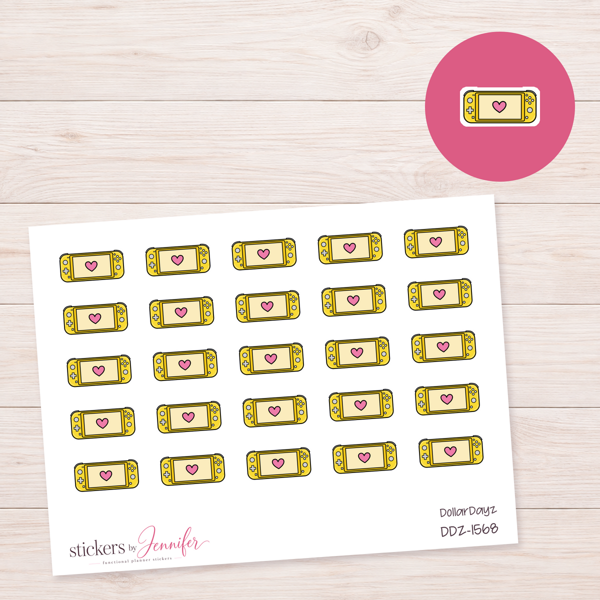 Bright Yellow Game Console Planner Stickers | DDZ-1568