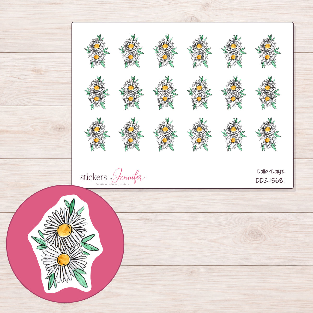 DDZ-15681 planner sticker sheet with enlarged sticker detail