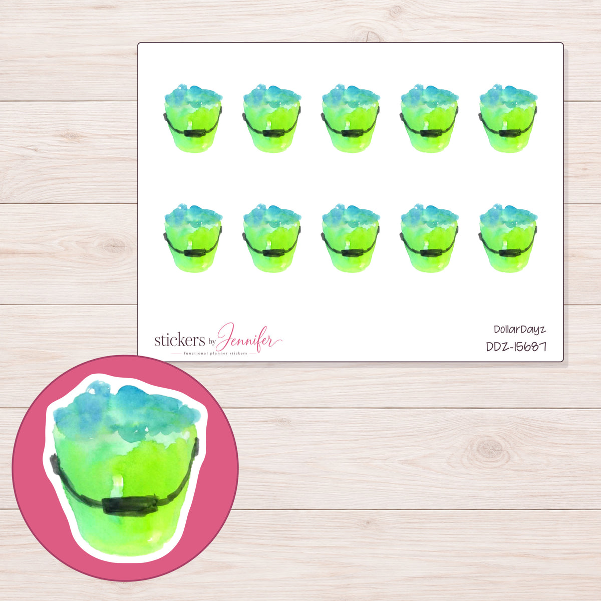 DDZ-15687 planner sticker sheet with enlarged sticker detail