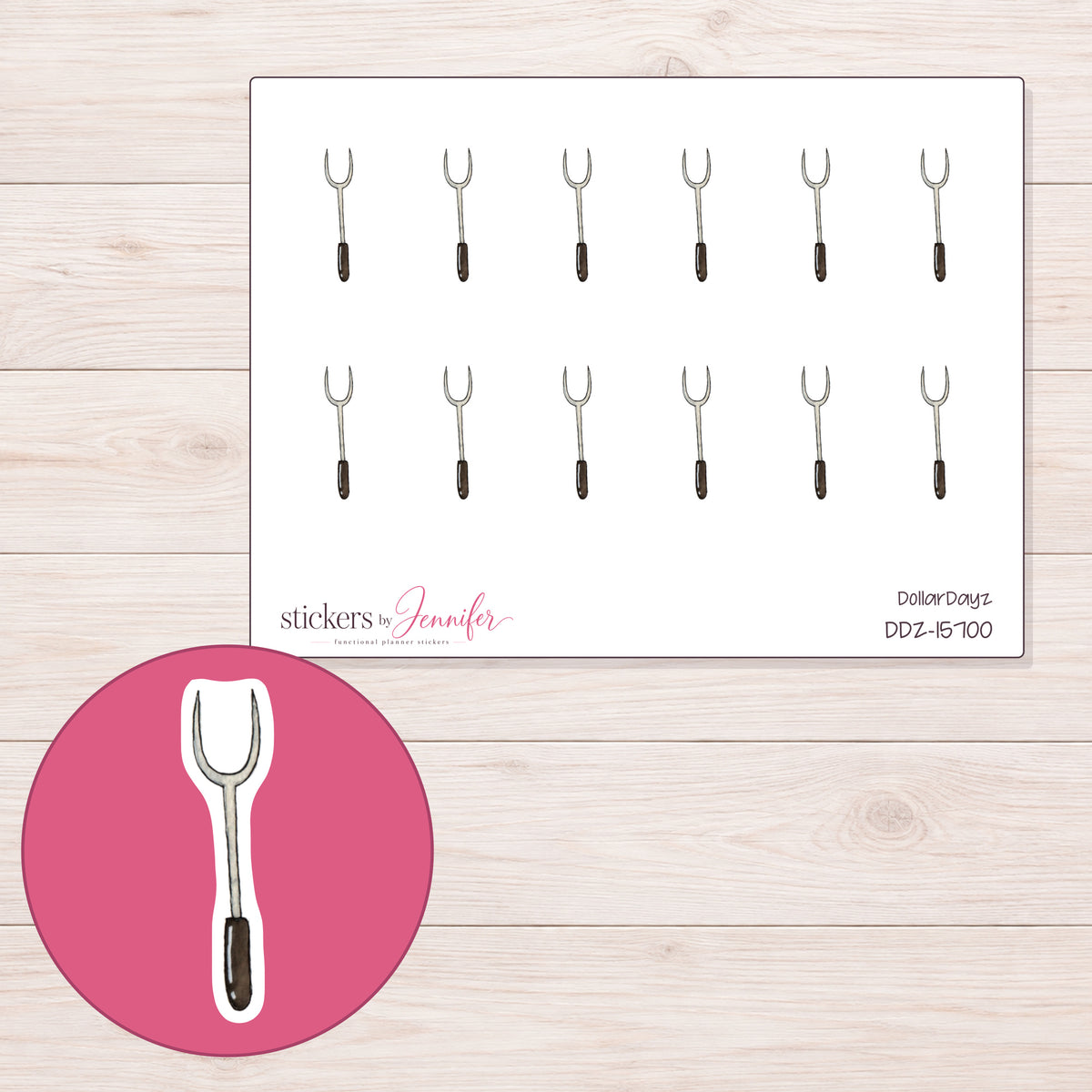 DDZ-15700 planner sticker sheet with enlarged sticker detail