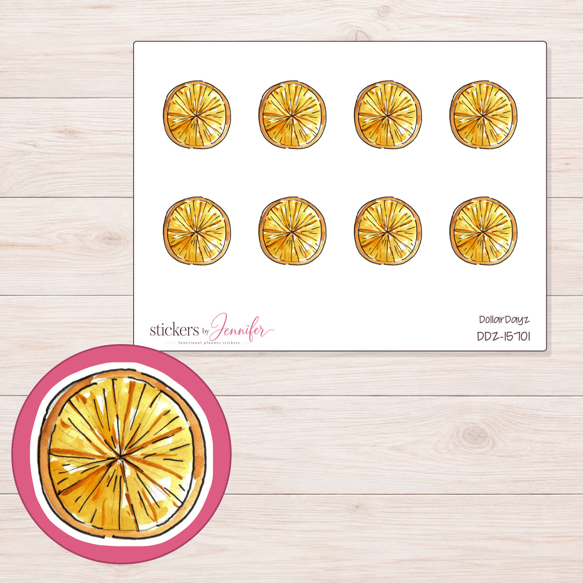 DDZ-15701 planner sticker sheet with enlarged sticker detail