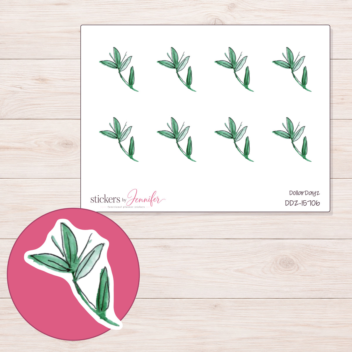 DDZ-15706 planner sticker sheet with enlarged sticker detail