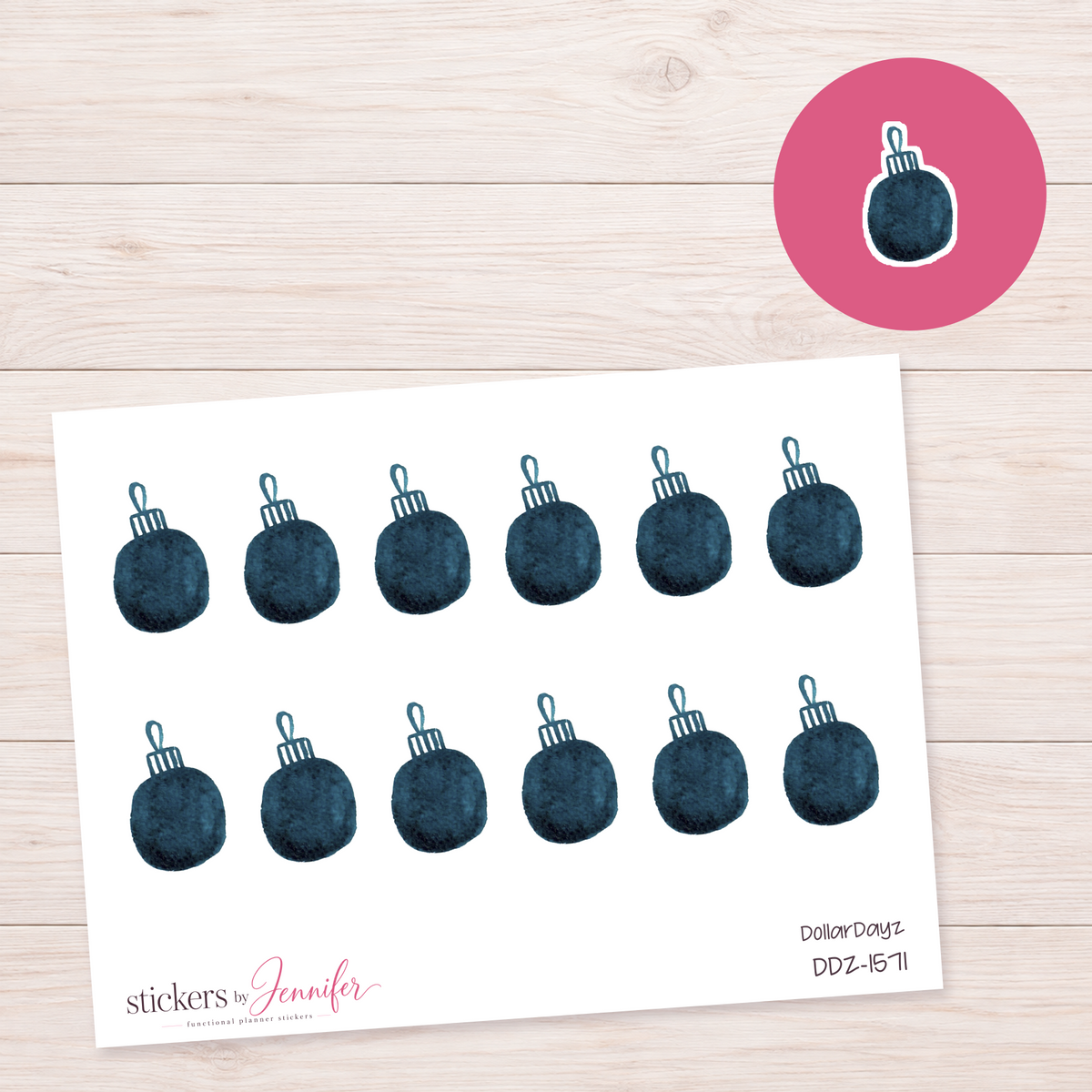 Dark Blue Ornament Planner Stickers | DDZ-1571