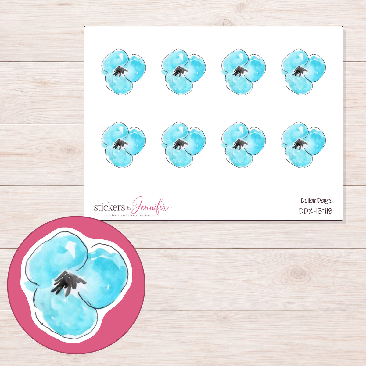DDZ-15718 planner sticker sheet with enlarged sticker detail