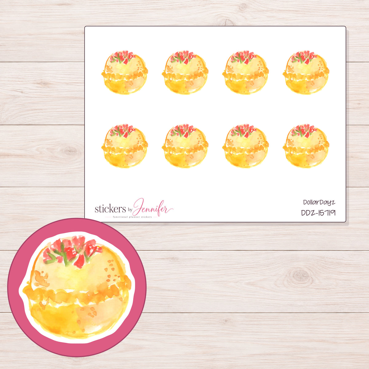 DDZ-15719 planner sticker sheet with enlarged sticker detail