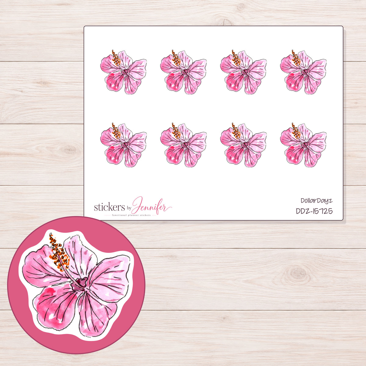 DDZ-15725 planner sticker sheet with enlarged sticker detail