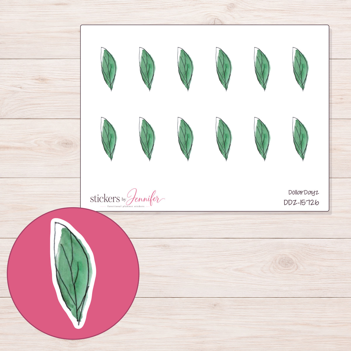 DDZ-15726 planner sticker sheet with enlarged sticker detail