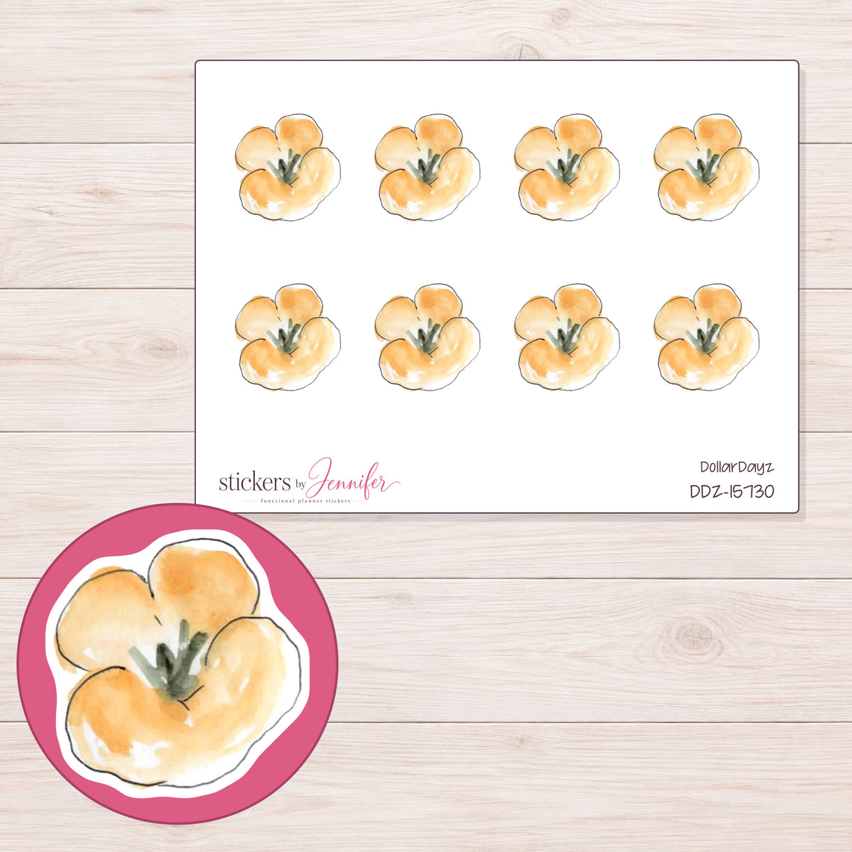 DDZ-15730 planner sticker sheet with enlarged sticker detail