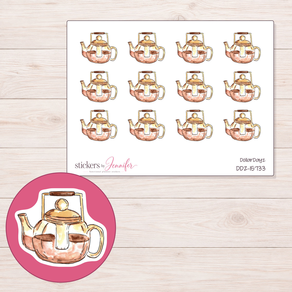 DDZ-15733 planner sticker sheet with enlarged sticker detail