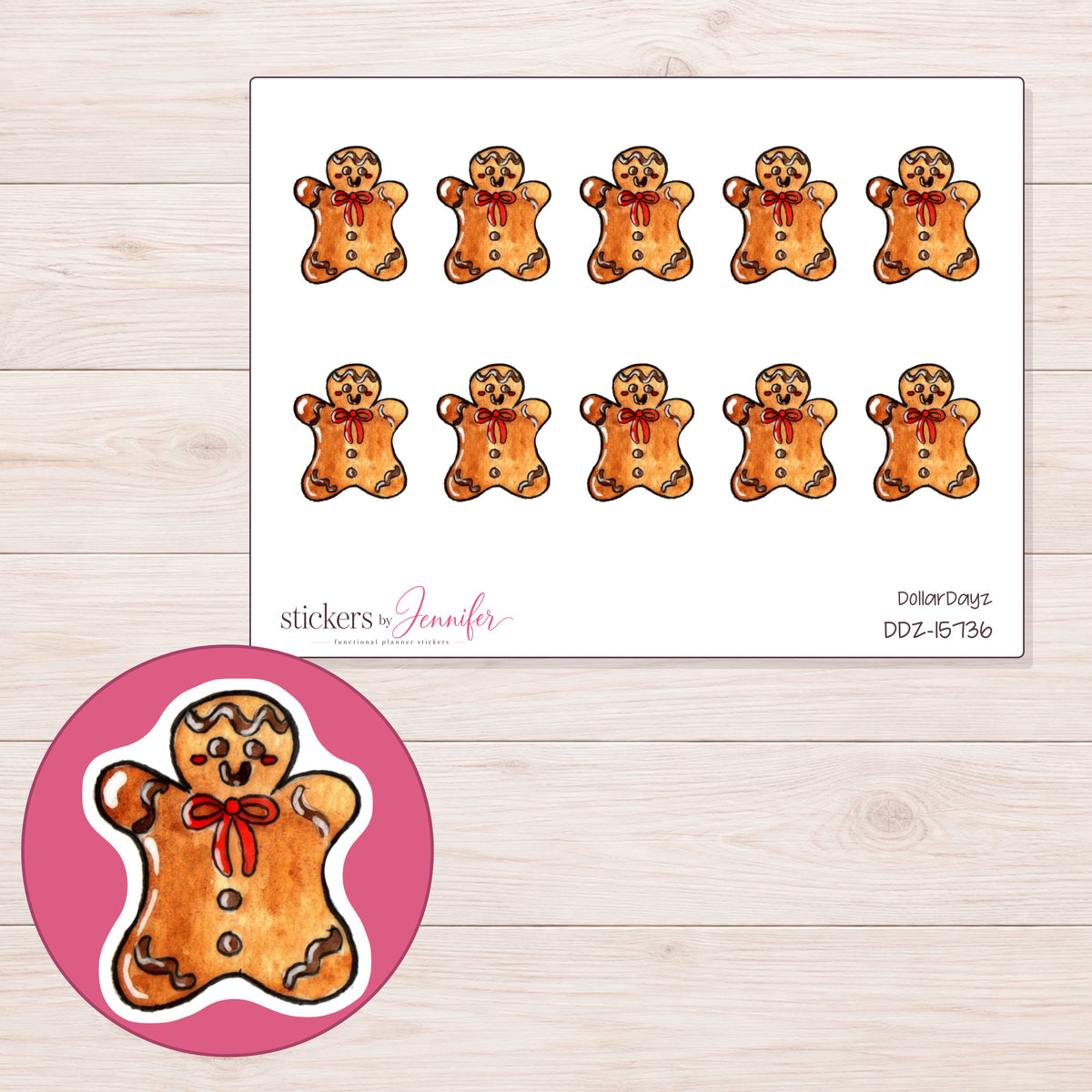 DDZ-15736 planner sticker sheet with enlarged sticker detail