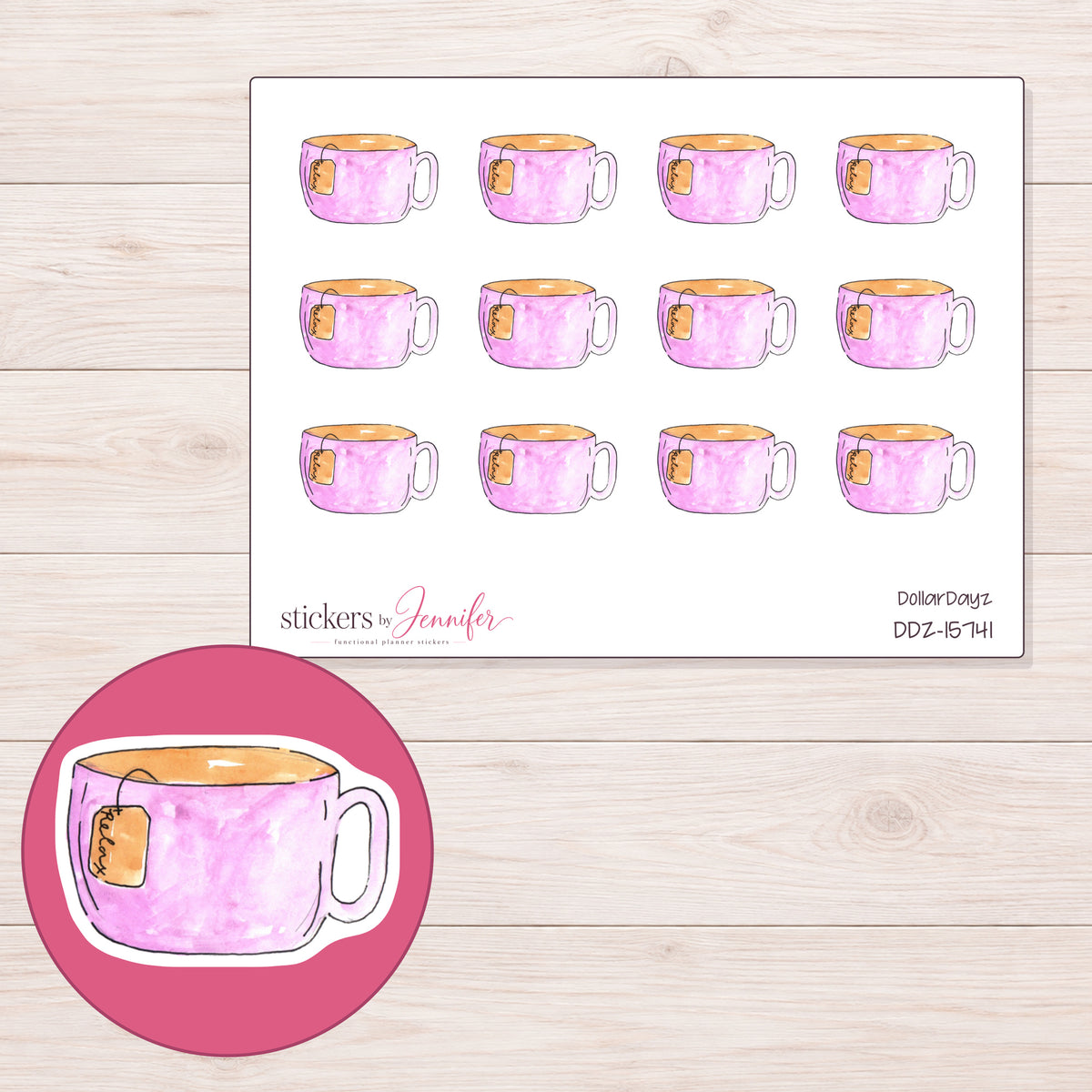 DDZ-15741 planner sticker sheet with enlarged sticker detail