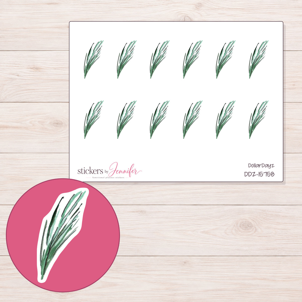 DDZ-15758 planner sticker sheet with enlarged sticker detail