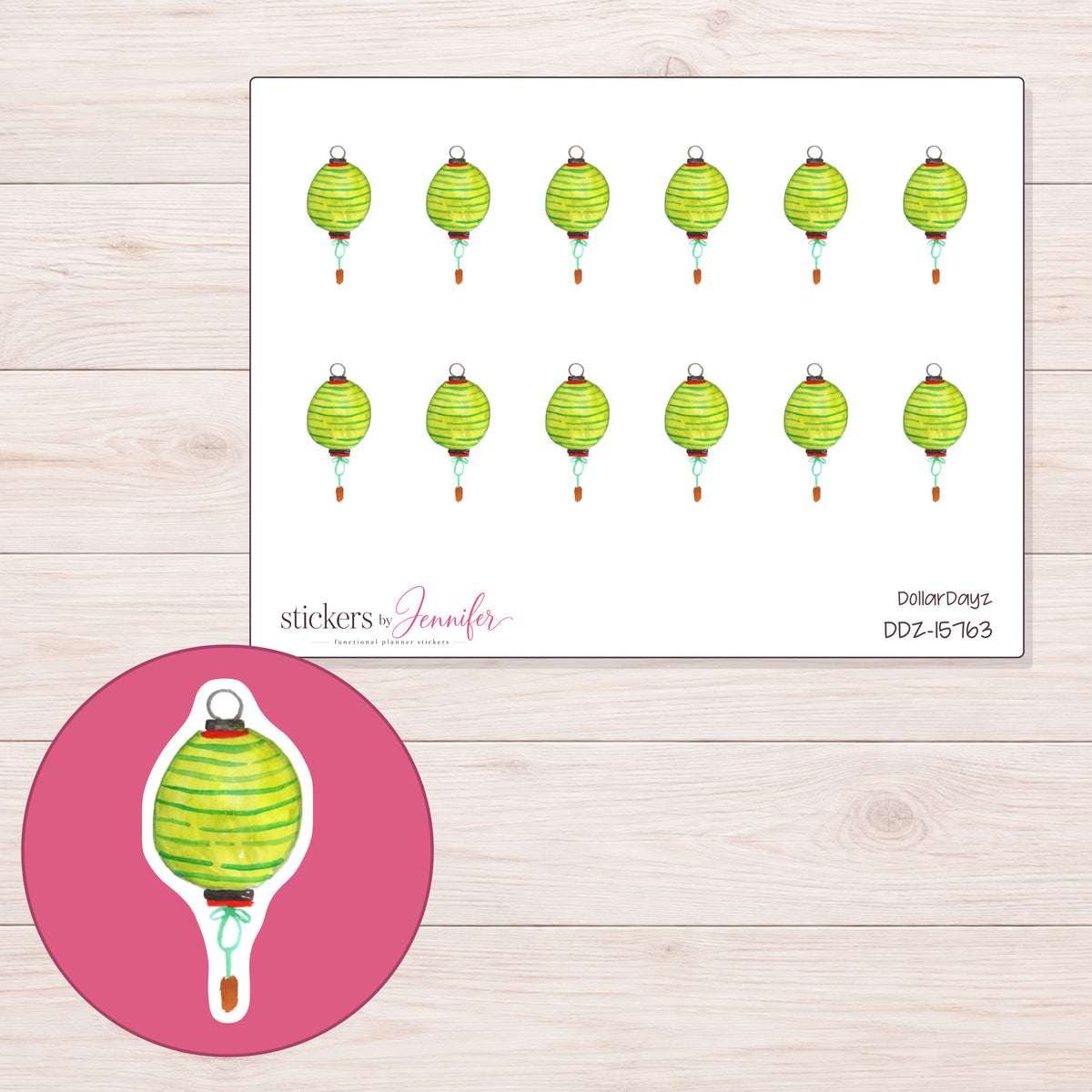 DDZ-15763 planner sticker sheet with enlarged sticker detail