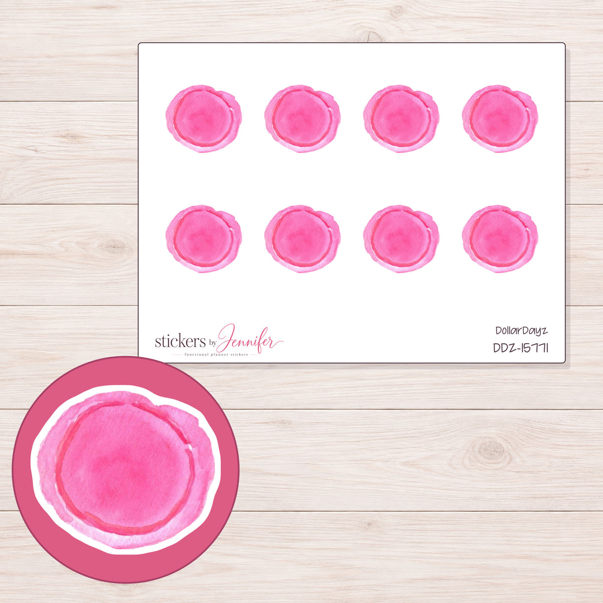 DDZ-15771 planner sticker sheet with enlarged sticker detail