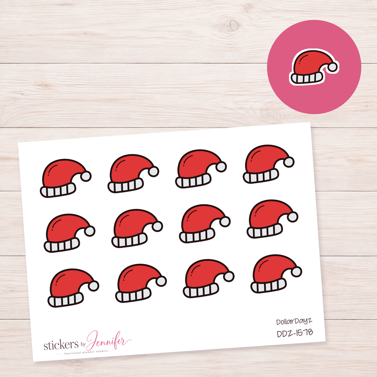 Santa Hat Icon Planner Stickers | DDZ-1578