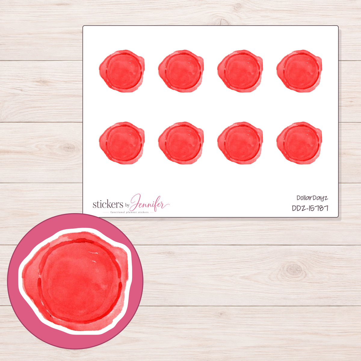 DDZ-15787 planner sticker sheet with enlarged sticker detail