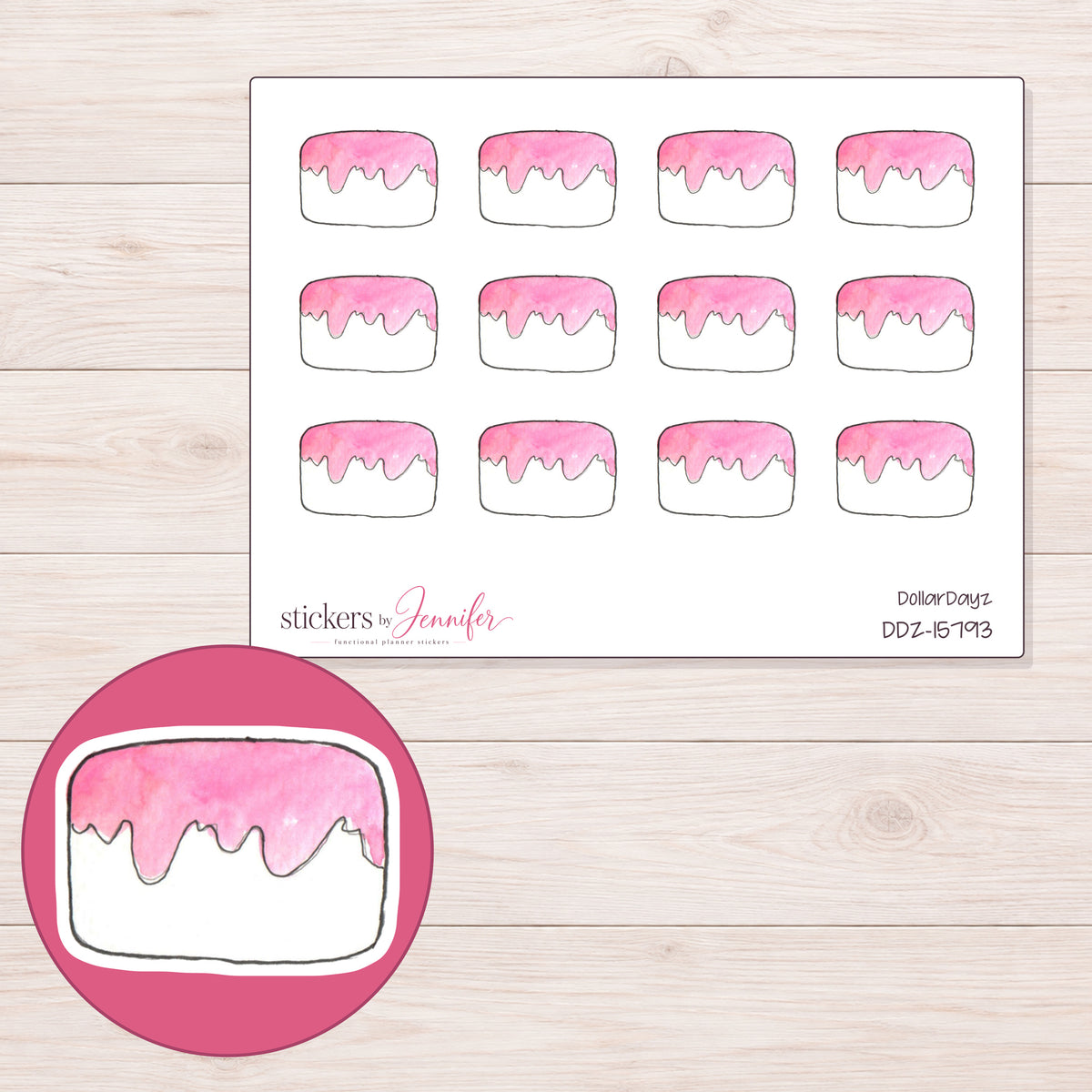 DDZ-15793 planner sticker sheet with enlarged sticker detail