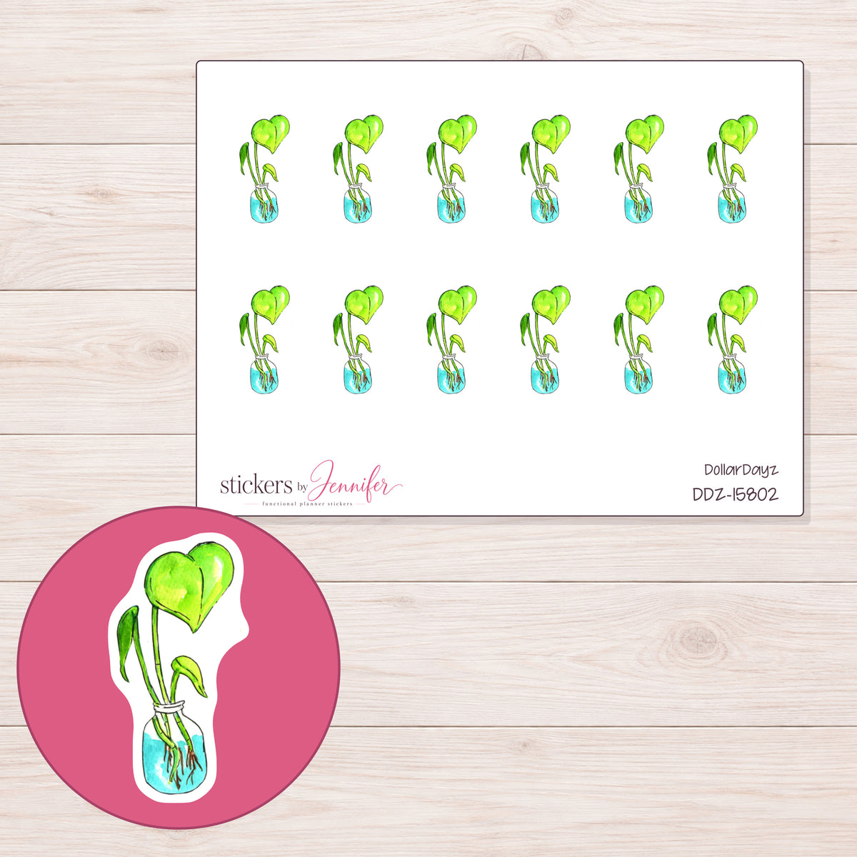 DDZ-15802 planner sticker sheet with enlarged sticker detail