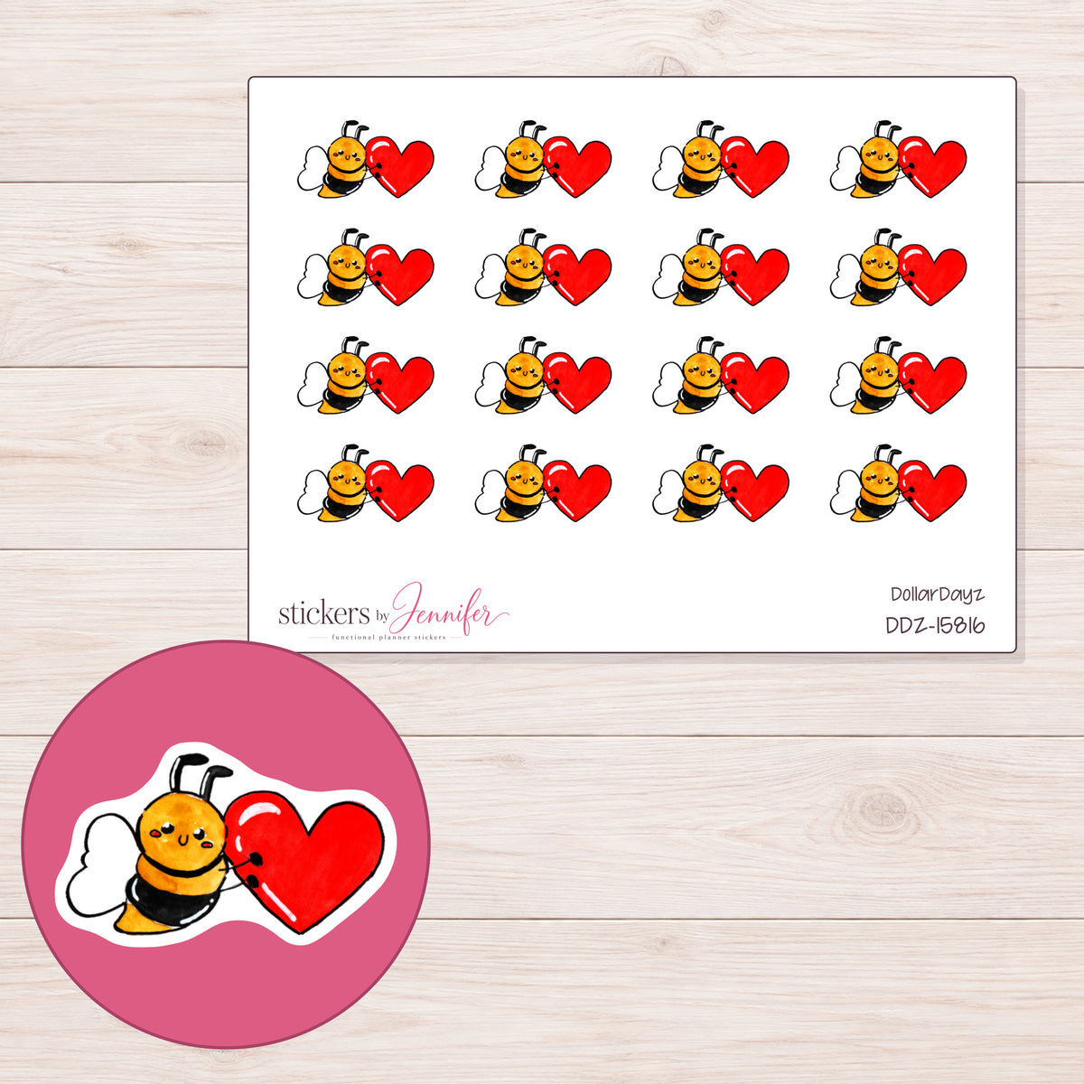 DDZ-15816 planner sticker sheet with enlarged sticker detail