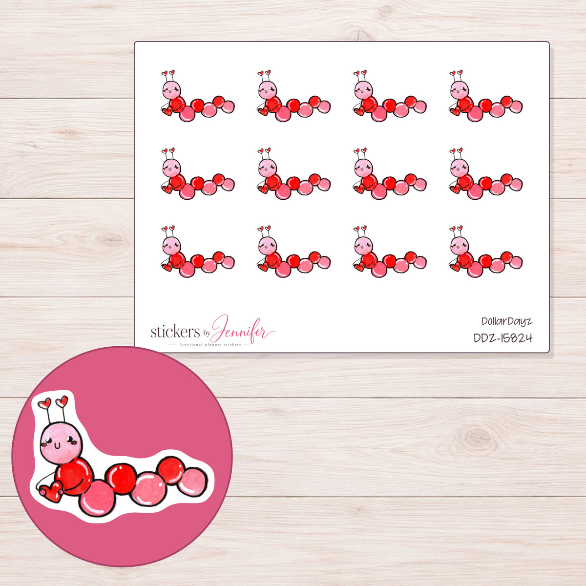 DDZ-15824 planner sticker sheet with enlarged sticker detail