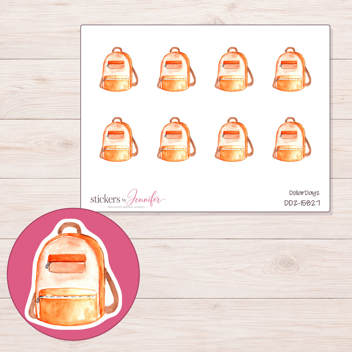 DDZ-15827 planner sticker sheet with enlarged sticker detail