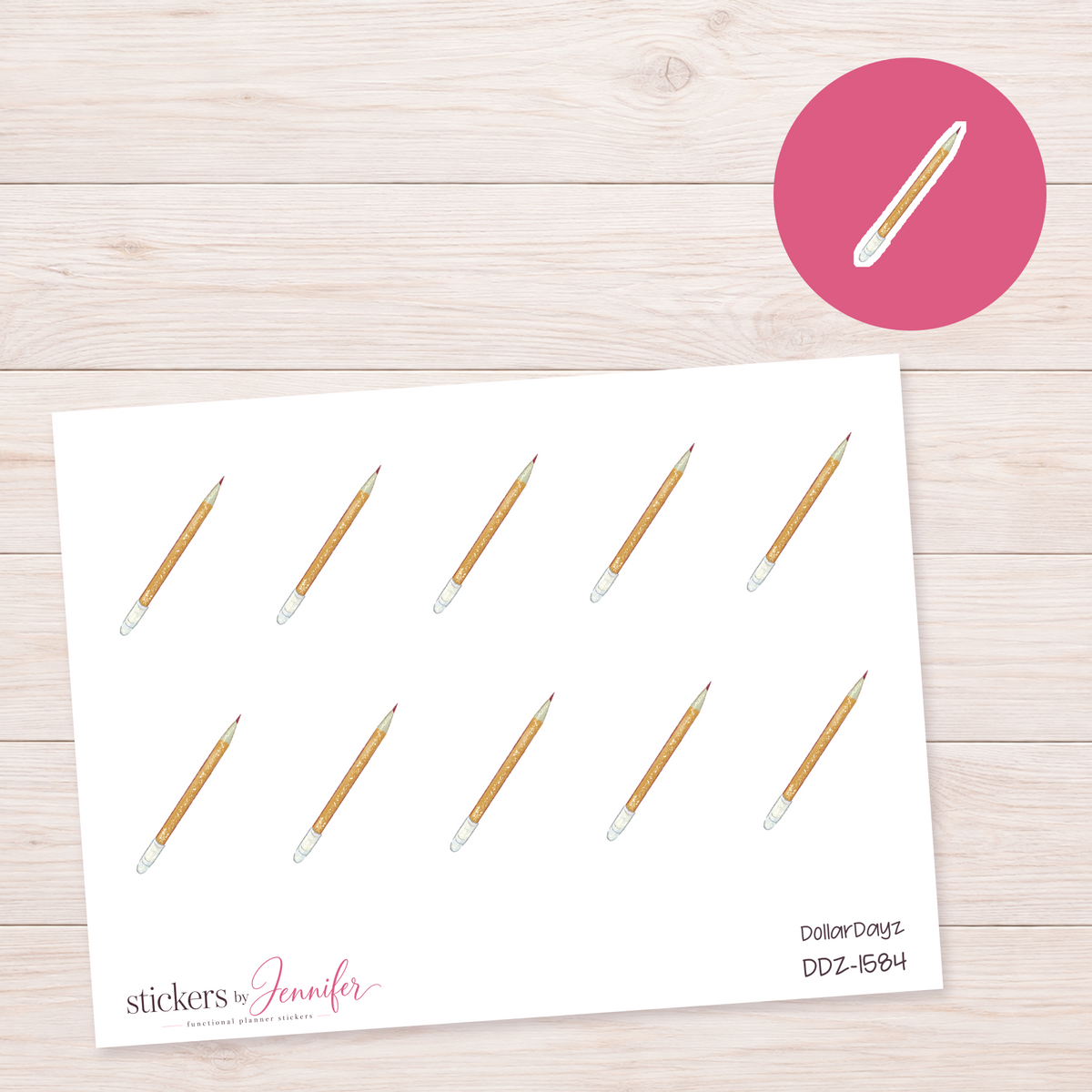 Gold Pencil Planner Stickers | DDZ-1584