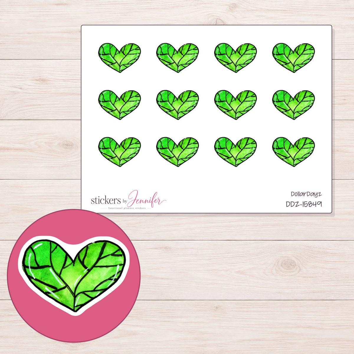 DDZ-15849 planner sticker sheet with enlarged sticker detail
