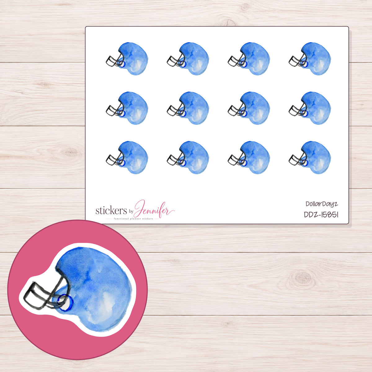 DDZ-15851 planner sticker sheet with enlarged sticker detail
