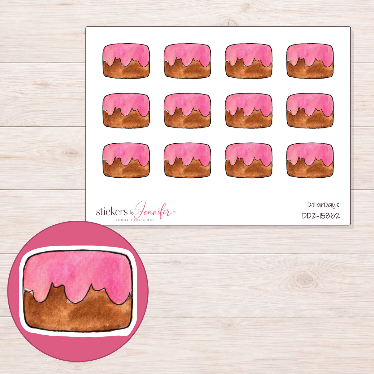 DDZ-15862 planner sticker sheet with enlarged sticker detail