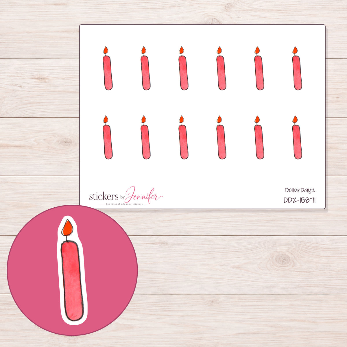 DDZ-15871 planner sticker sheet with enlarged sticker detail