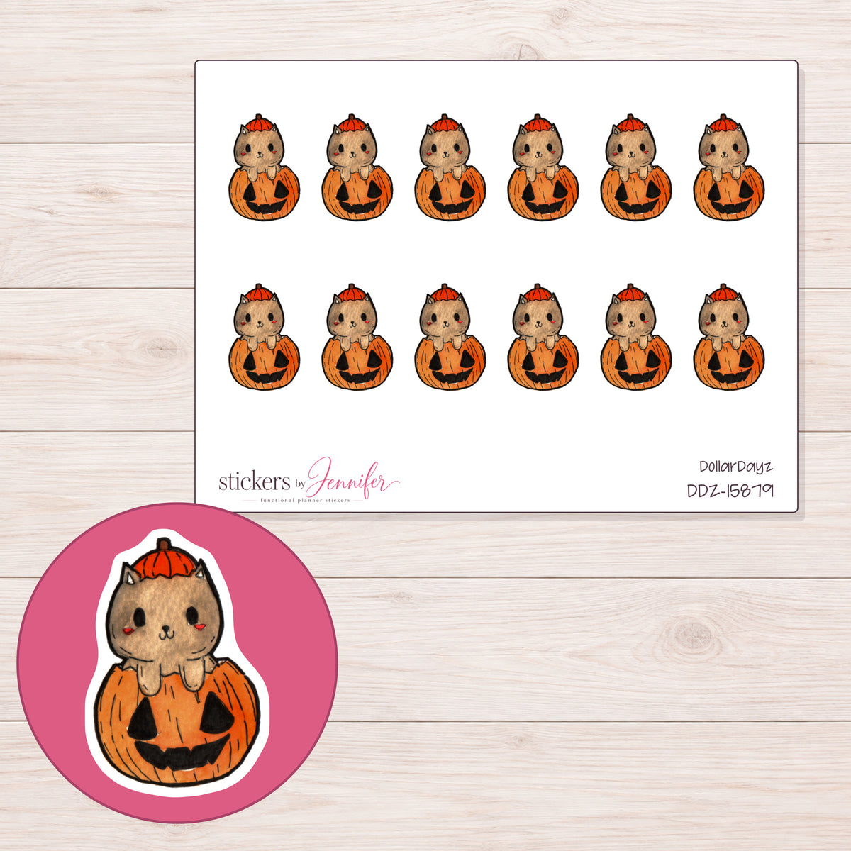 DDZ-15879 planner sticker sheet with enlarged sticker detail