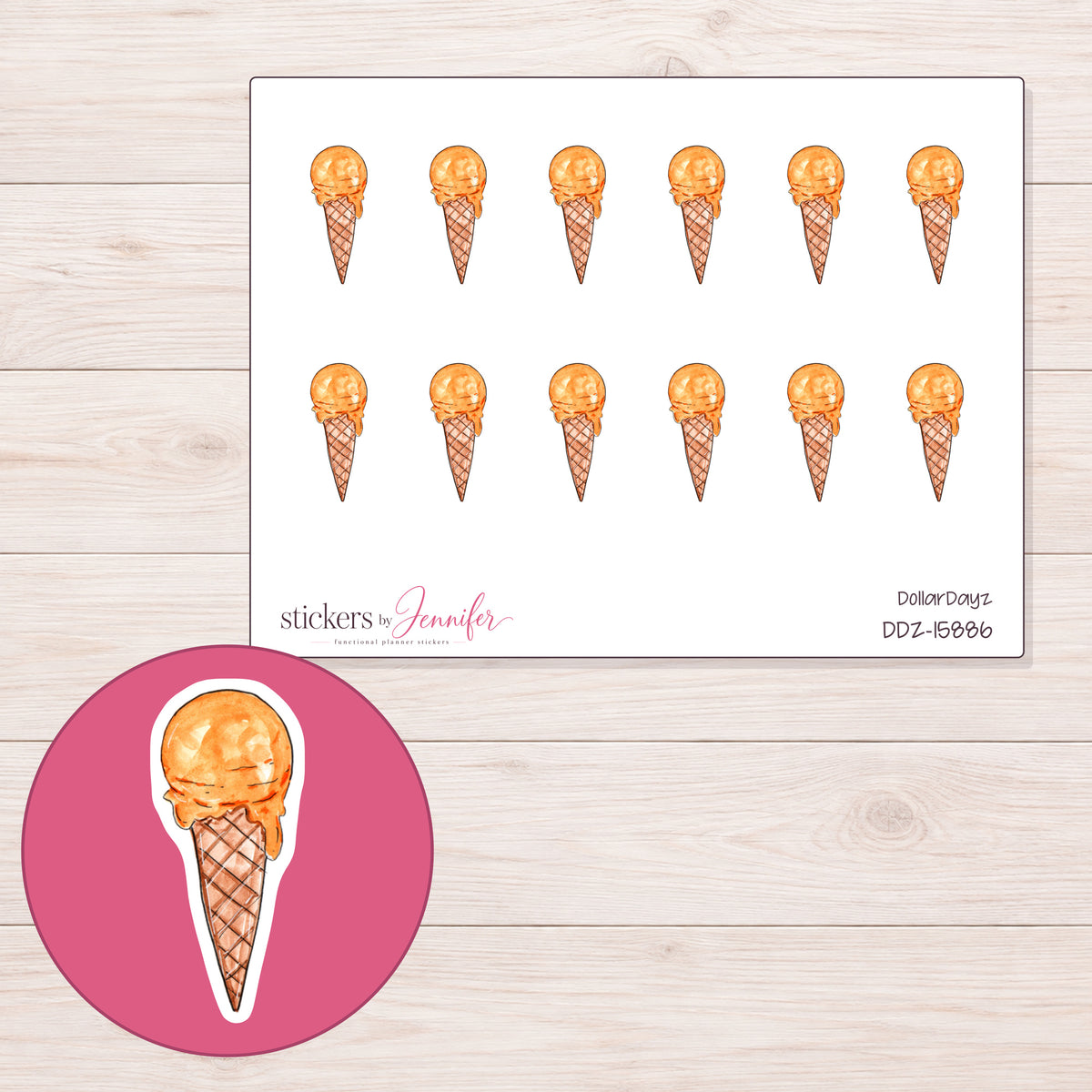 DDZ-15886 planner sticker sheet with enlarged sticker detail