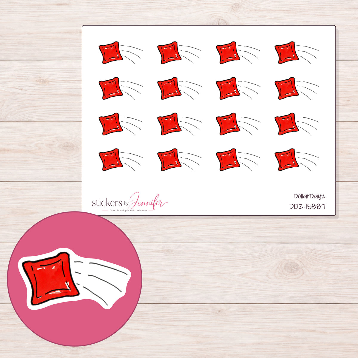 DDZ-15887 planner sticker sheet with enlarged sticker detail