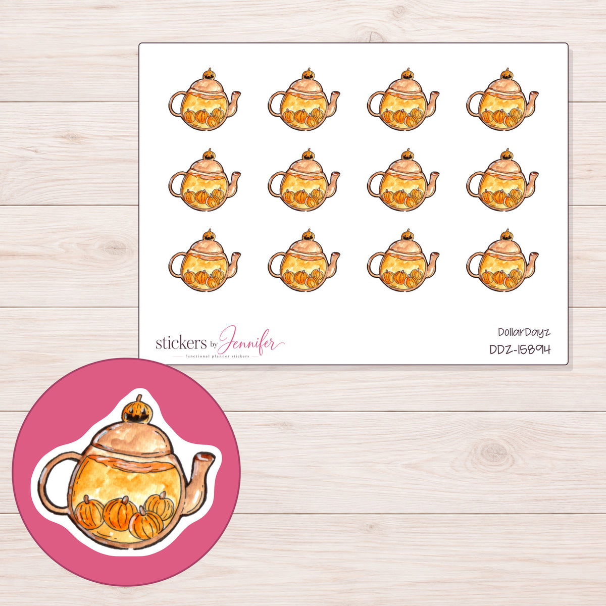 DDZ-15894 planner sticker sheet with enlarged sticker detail