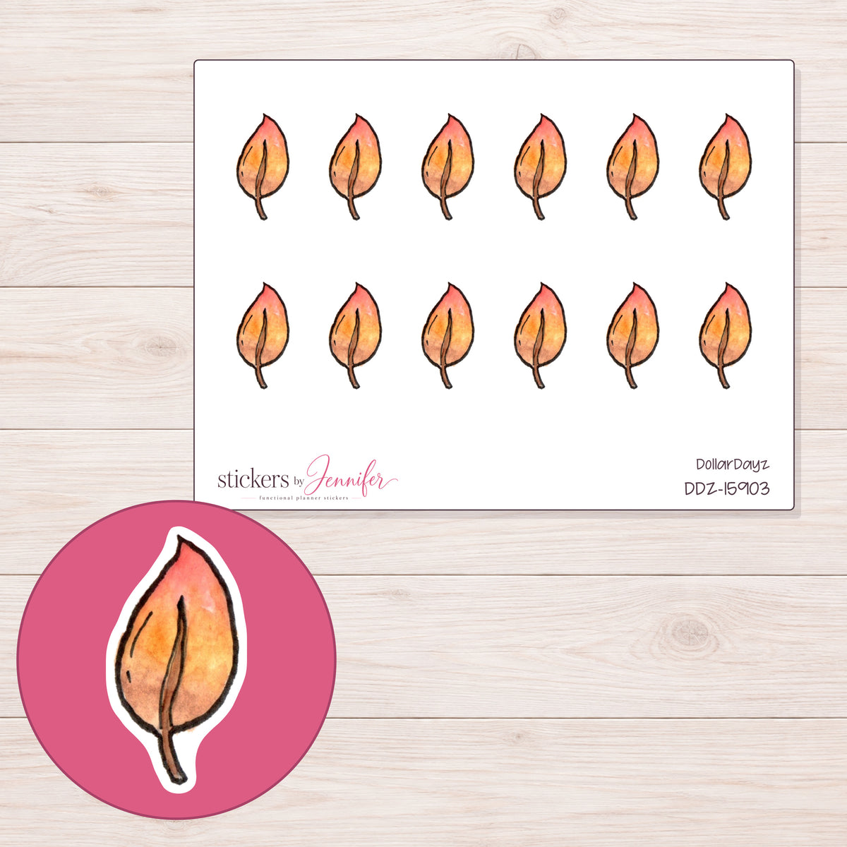 DDZ-15903 planner sticker sheet with enlarged sticker detail