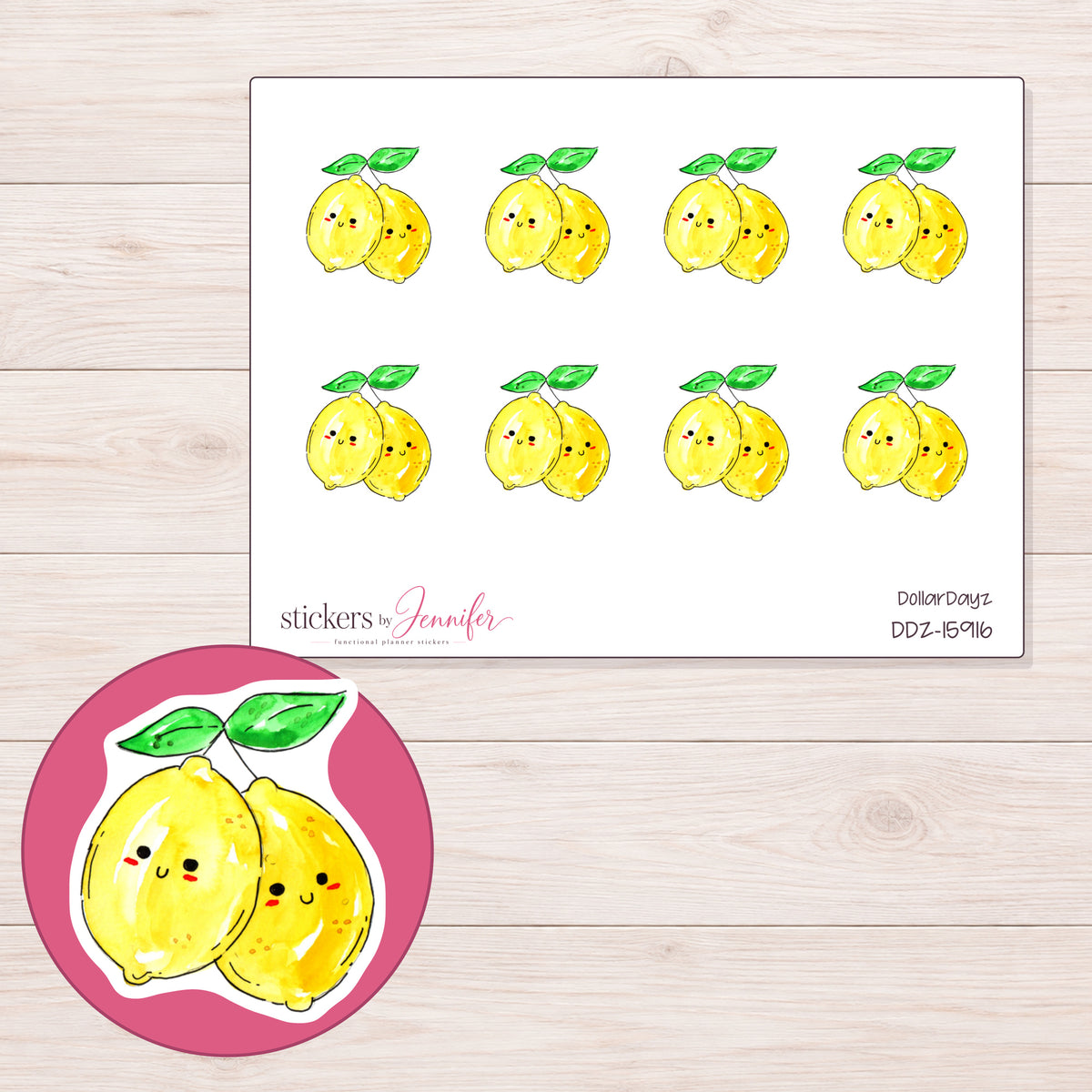 DDZ-15916 planner sticker sheet with enlarged sticker detail
