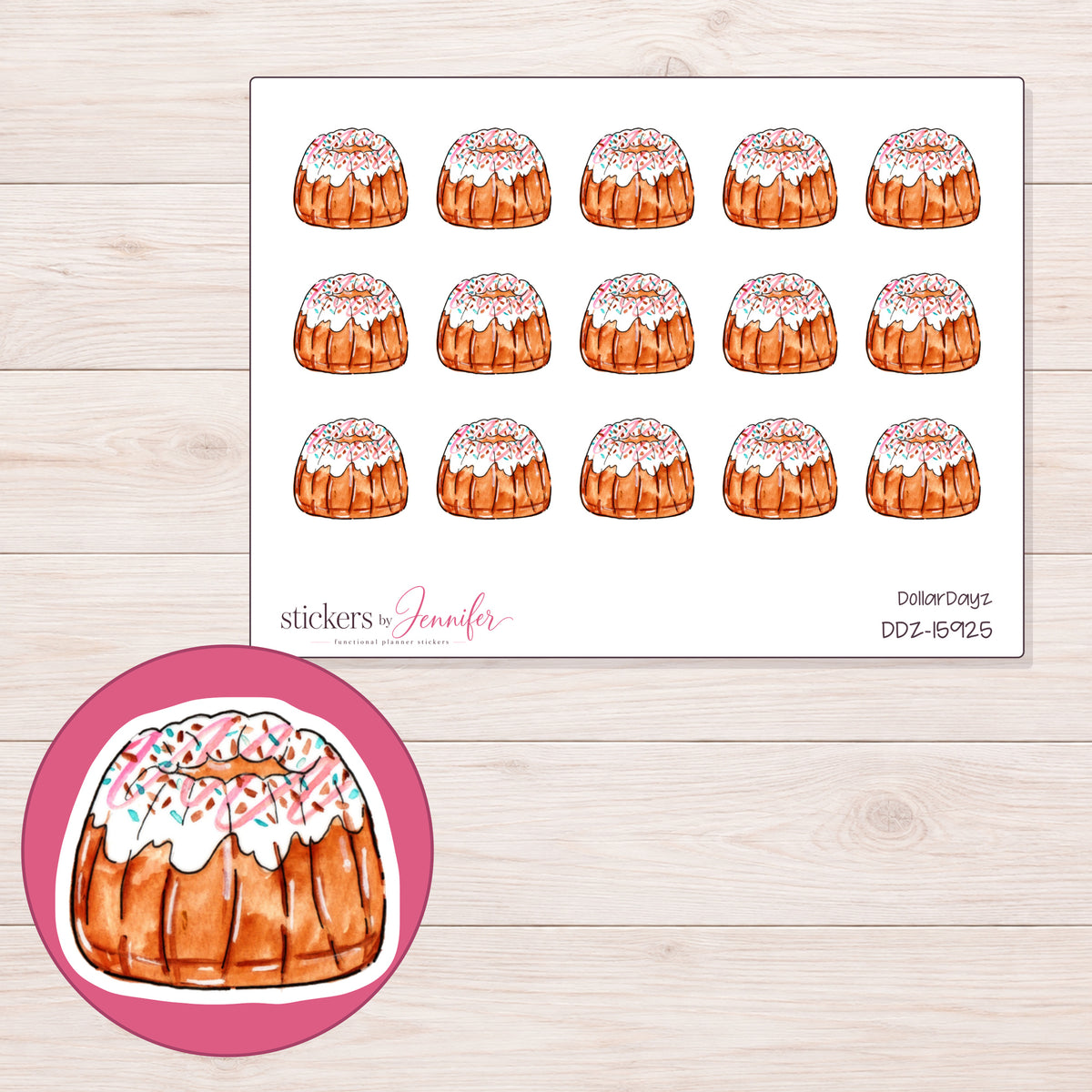 DDZ-15925 planner sticker sheet with enlarged sticker detail