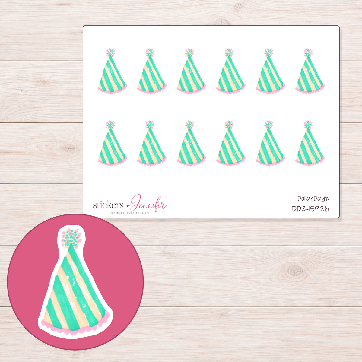 DDZ-15926 planner sticker sheet with enlarged sticker detail