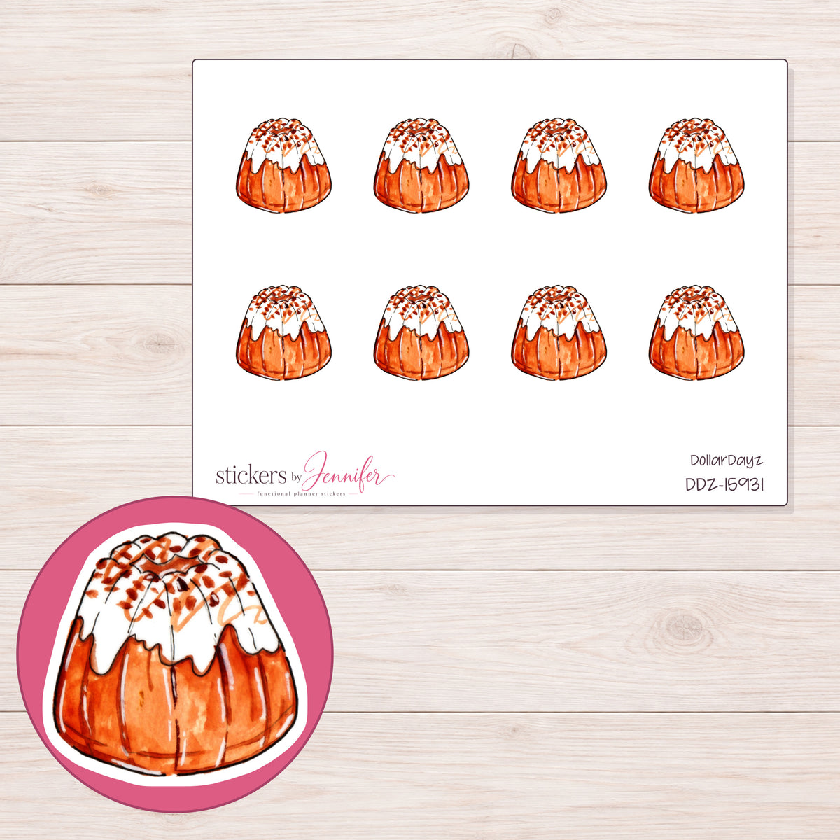 DDZ-15931 planner sticker sheet with enlarged sticker detail